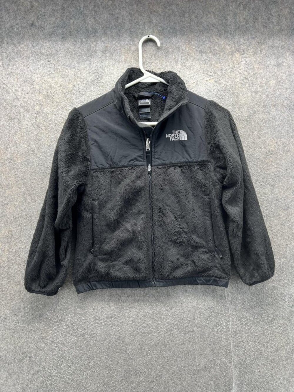 The North Face Jacket Girls Small 7/8 Black Fuzzy Fleece Full Zip Winter Coat